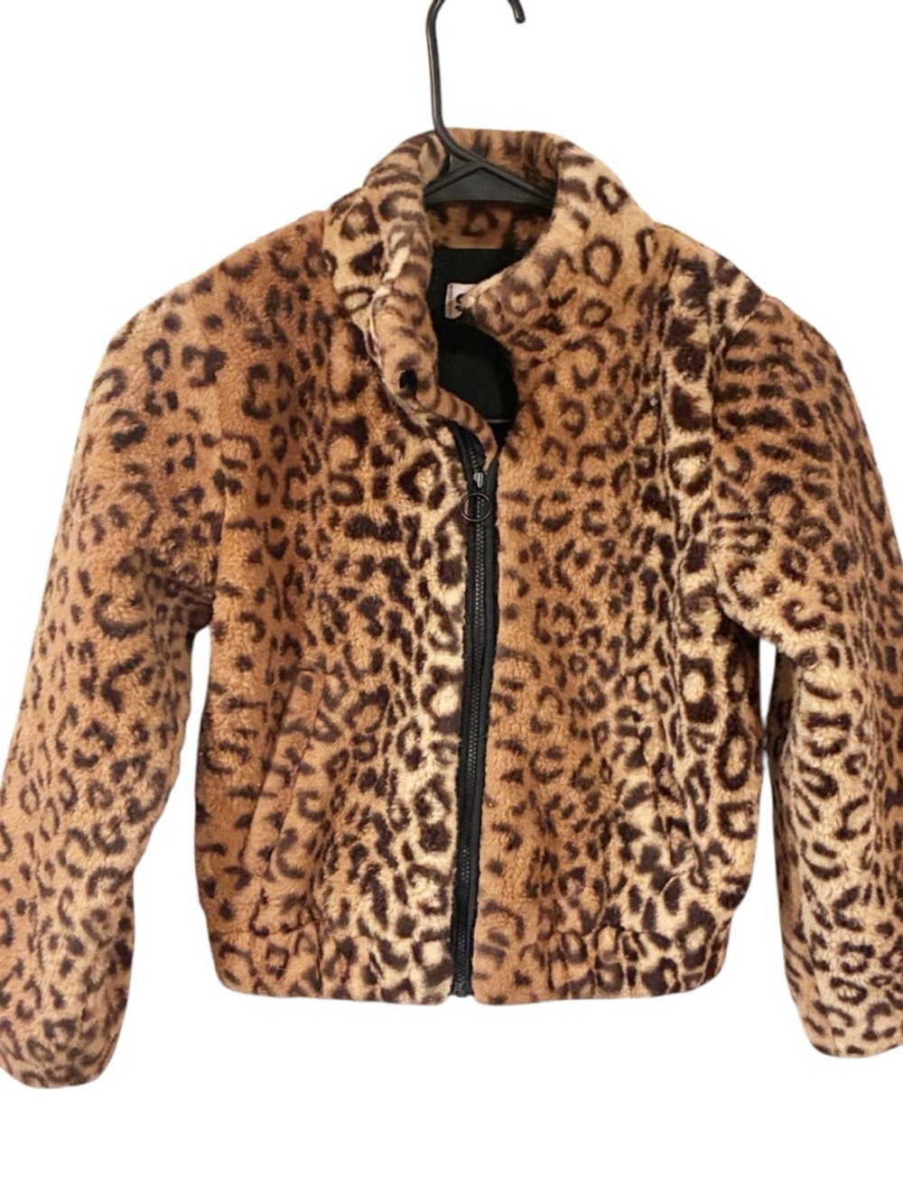 Little Girls Animal Leopard Print Spotted Zip Up Jacket Size 7